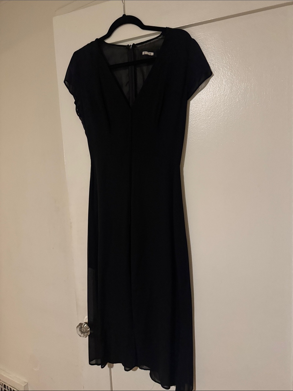 Reformation Black V-Neck Midi Dress